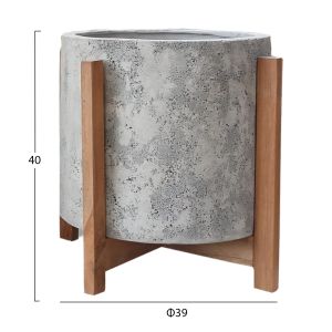 Hoff HM4682.03M fiber cement flower pot in gray - teak base Φ40X39HCM