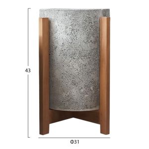 Hoff HM4682.03S fiber cement flower pot in gray - teak base Φ33X42HCM