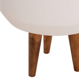 Flowerpot Quan HM4680.02M fiber cement in white - teak base Φ40X65HCM
