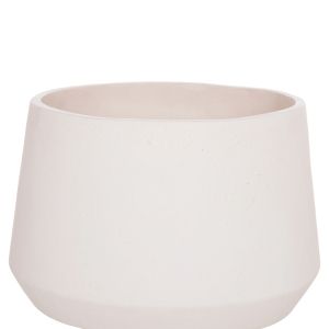 Flowerpot Quan HM4680.02M fiber cement in white - teak base Φ40X65HCM