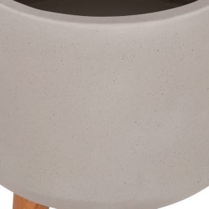 Quan HM4680.03L fiber cement gray flower pot - teak base Φ38X62HCM