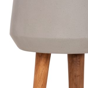 Quan HM4680.03L fiber cement gray flower pot - teak base Φ38X62HCM