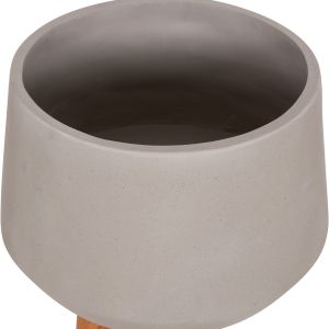 Quan HM4680.03L fiber cement gray flower pot - teak base Φ38X62HCM