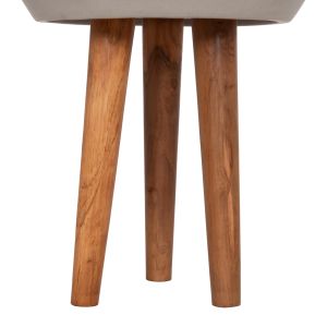 Quan HM4680.03L fiber cement gray flower pot - teak base Φ38X62HCM