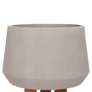 Quan HM4680.03L fiber cement gray flower pot - teak base Φ38X62HCM