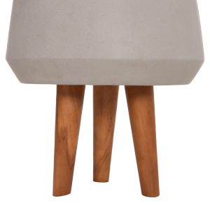 Flowerpot Quan HM4680.03M fiber cement in gray -- teak base Φ35X50HCM