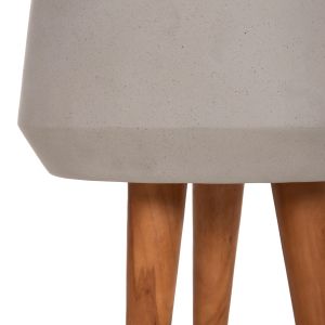 Flowerpot Quan HM4680.03M fiber cement in gray -- teak base Φ35X50HCM