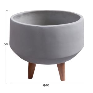 Flowerpot Quan HM4680.03S fiber cement in gray - teak base Φ37X36HCM
