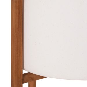 Rentil HM4684.02S fiber cement flower pot in white color - teak base Φ27X56HCM