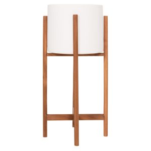 Rentil HM4684.02S fiber cement flower pot in white color - teak base Φ27X56HCM
