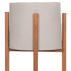 Flower pot Rentil HM4684.03L fiber cement in gray color - teak base Φ27X66HCM
