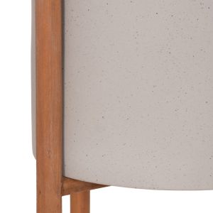Flower pot Rentil HM4684.03L fiber cement in gray color - teak base Φ27X66HCM