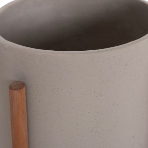 Flower pot Rentil HM4684.03L fiber cement in gray color - teak base Φ27X66HCM