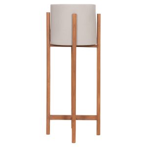 Flower pot Rentil HM4684.03L fiber cement in gray color - teak base Φ27X66HCM