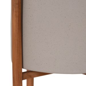 Flower pot Rentil HM4684.03S fiber cement in gray color - teak base Φ27X56HCM