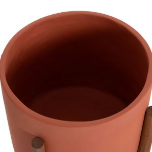 Flower pot Rentil HM4684.08L fiber cement in terracotta color - teak base Φ27X66HCM