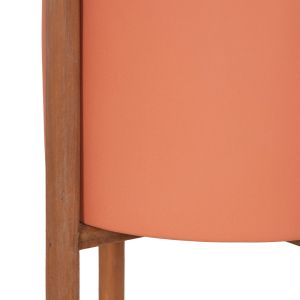 Flower pot Rentil HM4684.08L fiber cement in terracotta color - teak base Φ27X66HCM