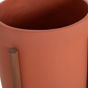 Flower pot Rentil HM4684.08L fiber cement in terracotta color - teak base Φ27X66HCM