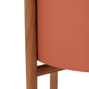 Flower pot Rentil HM4684.08S fiber cement in terracotta color - teak base Φ27X56HCM