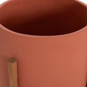 Flower pot Rentil HM4684.08S fiber cement in terracotta color - teak base Φ27X56HCM