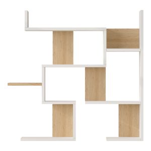 Стенен рафт Maze бял с цвят дъб 93.3x14.5x90см