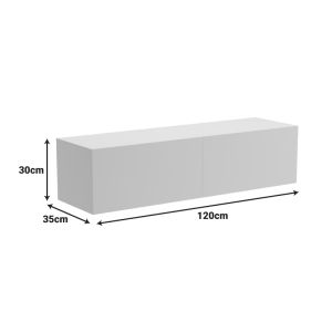 Стенен ТВ шкаф с LED Rival бял 120x35x30см