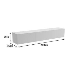 Стенен ТВ шкаф с LED Rival бял 180x35x30см