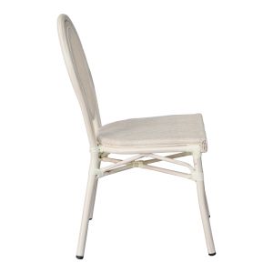 Nacia stackable chair, aluminium-textile, white, 45x59x85cm
