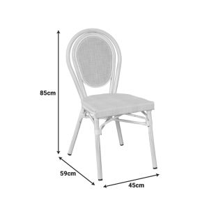 Nacia stackable chair, aluminium-textile, white, 45x59x85cm
