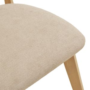 Canon chair made of rubber wood in natural color with gray-beige fabric 43x43x79.5cm