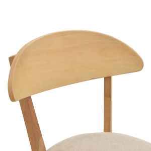 Canon chair made of rubber wood in natural color with gray-beige fabric 43x43x79.5cm
