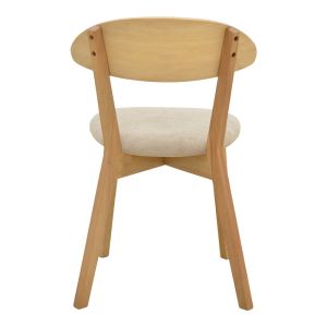 Canon chair made of rubber wood in natural color with gray-beige fabric 43x43x79.5cm