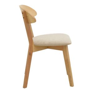 Canon chair made of rubber wood in natural color with gray-beige fabric 43x43x79.5cm