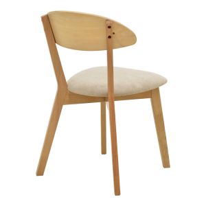 Canon chair made of rubber wood in natural color with gray-beige fabric 43x43x79.5cm