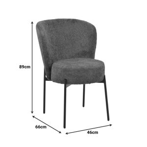 Chair Houlian atracite fabric-black metal leg 46x66x89cm