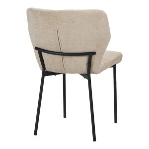 Mavier chair, beige fabric - black metal legs, 48x61.5x82cm