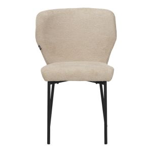 Mavier chair, beige fabric - black metal legs, 48x61.5x82cm