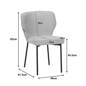Mavier chair, beige fabric - black metal legs, 48x61.5x82cm