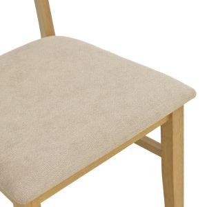 Raffles chair made of rubber wood with polyrattan and gray-beige fabric 47x48x83.5 cm