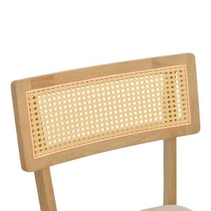 Raffles chair made of rubber wood with polyrattan and gray-beige fabric 47x48x83.5 cm
