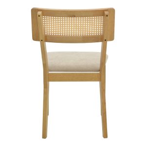 Raffles chair made of rubber wood with polyrattan and gray-beige fabric 47x48x83.5 cm