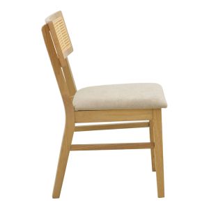 Raffles chair made of rubber wood with polyrattan and gray-beige fabric 47x48x83.5 cm
