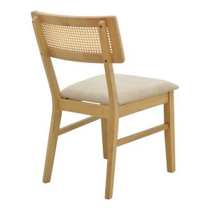 Raffles chair made of rubber wood with polyrattan and gray-beige fabric 47x48x83.5 cm