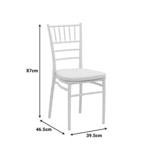 Tiffany I chair with polypropylene cushion in white color 39.5x46.5x87cm