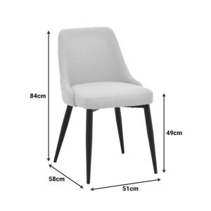 Zedna chair, anthracite fabric, with black metal legs, 51x58x84cm
