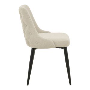 Zedna chair, beige fabric, with black metal legs, 51x58x84cm