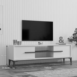 ТВ шкаф Eslem бял с цвят орех 160x34.6x45см