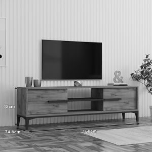 ТВ шкаф Eslem дъб с антрацитен цвят 160x34.6x45см