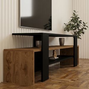 ТВ шкаф Lenour в цвят Sonoma с черен цвят 150x35x45см