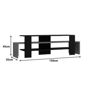 ТВ шкаф Lenour в цвят Sonoma с черен цвят 150x35x45см